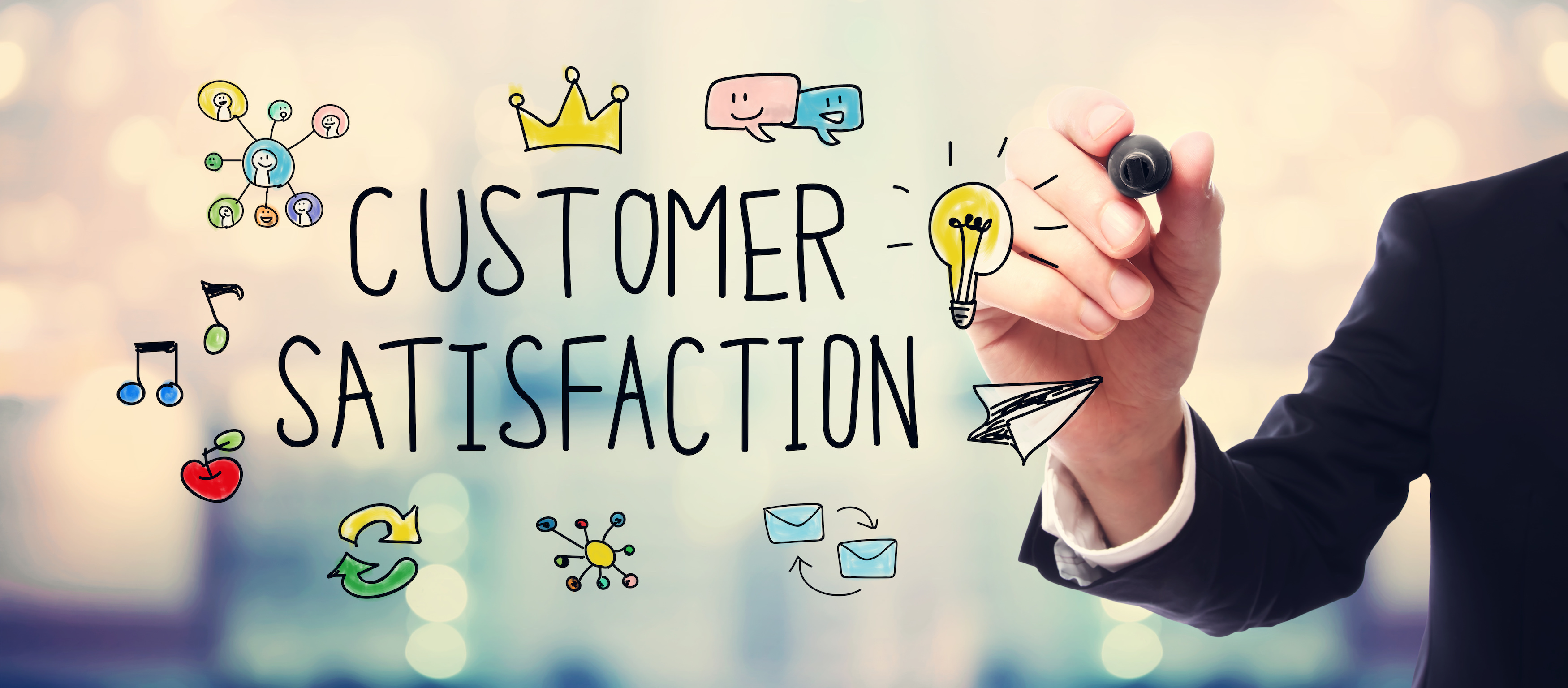 Businessman drawing Custome Satisfaction concept
